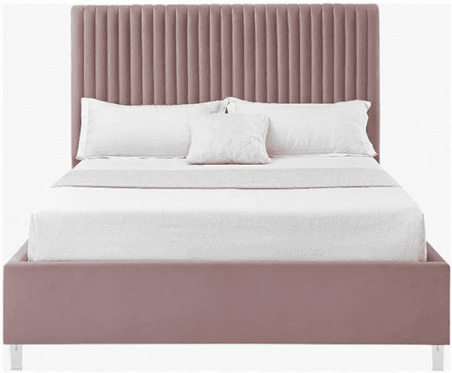 Evette Velvet King Platform Bed Pink from Amazon - Amazon Must Haves