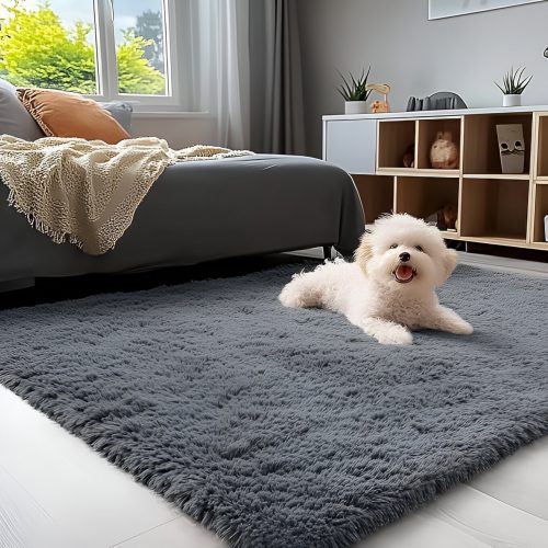 OLANLY gray area rug in a cozy bedroom - soft Amazon decor under $50 for any room.