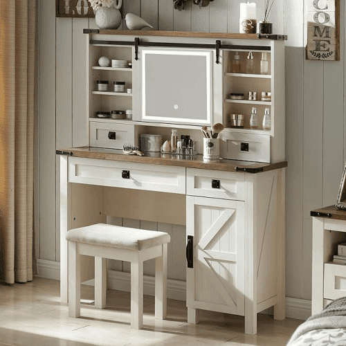 T4TREAM Farmhouse Makeup Vanity Desk at Amazon | Vanity Room Decor