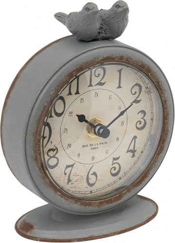 Vintage clock with bird figurines, a stylish accessory for 7-tier shelves in a cozy room.