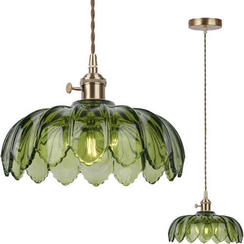 CLARSYNE Vintage Green Glass Pendant Light Fixture (Amazon)