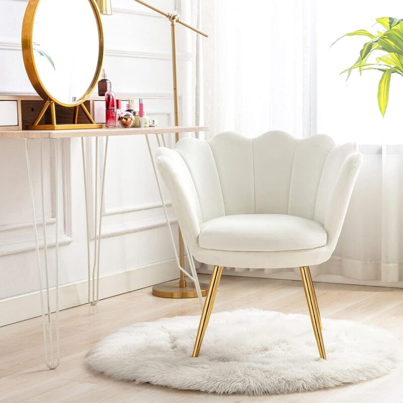 Chairus Small Accent Chair for Living Room Velvet Gold Cute Vanity Chair with Back for Makeup Room