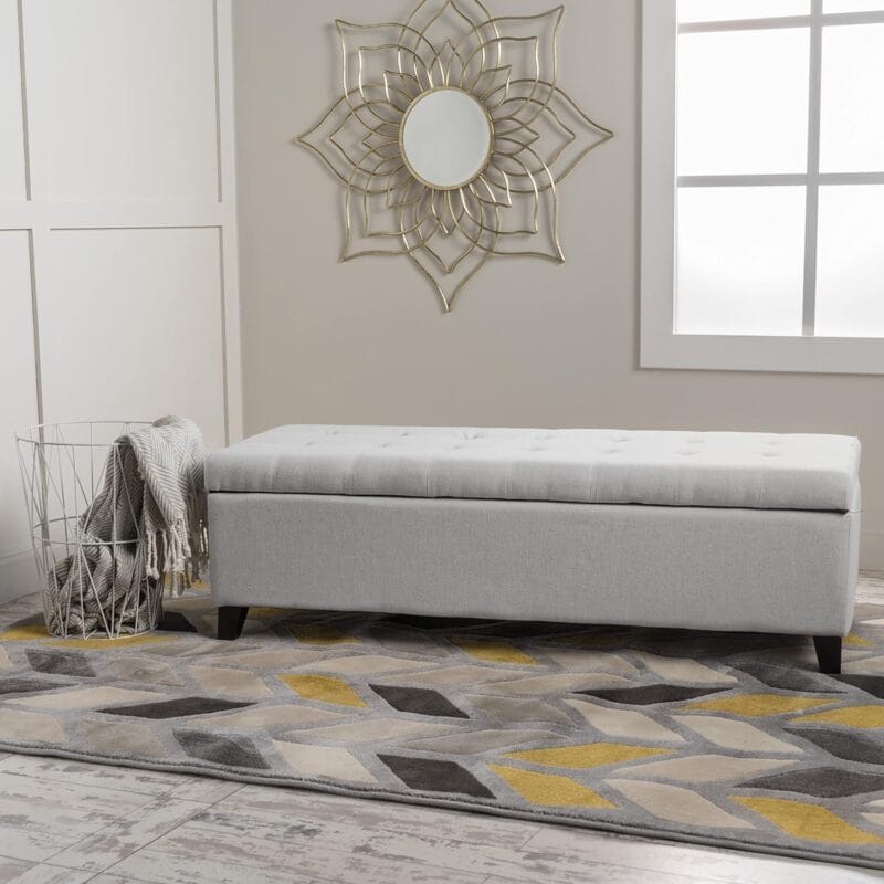 Christopher Knight Home Mission Fabric Storage Ottoman Light Grey