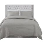 Madison Park Button Tufted Upholstery Headboard Queen Grey