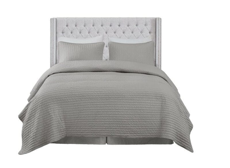 Madison Park Button Tufted Upholstery Headboard, Queen, Grey