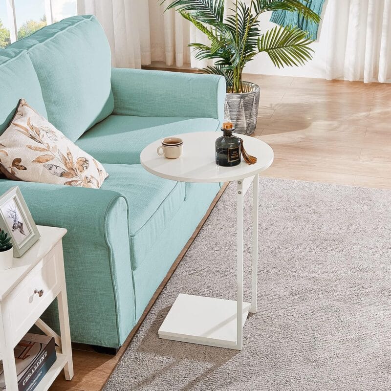 WOHOMO Side Table Living Room Small End Table for Small Space 25.6 C Shaped Tall Slide Under Couch Tables